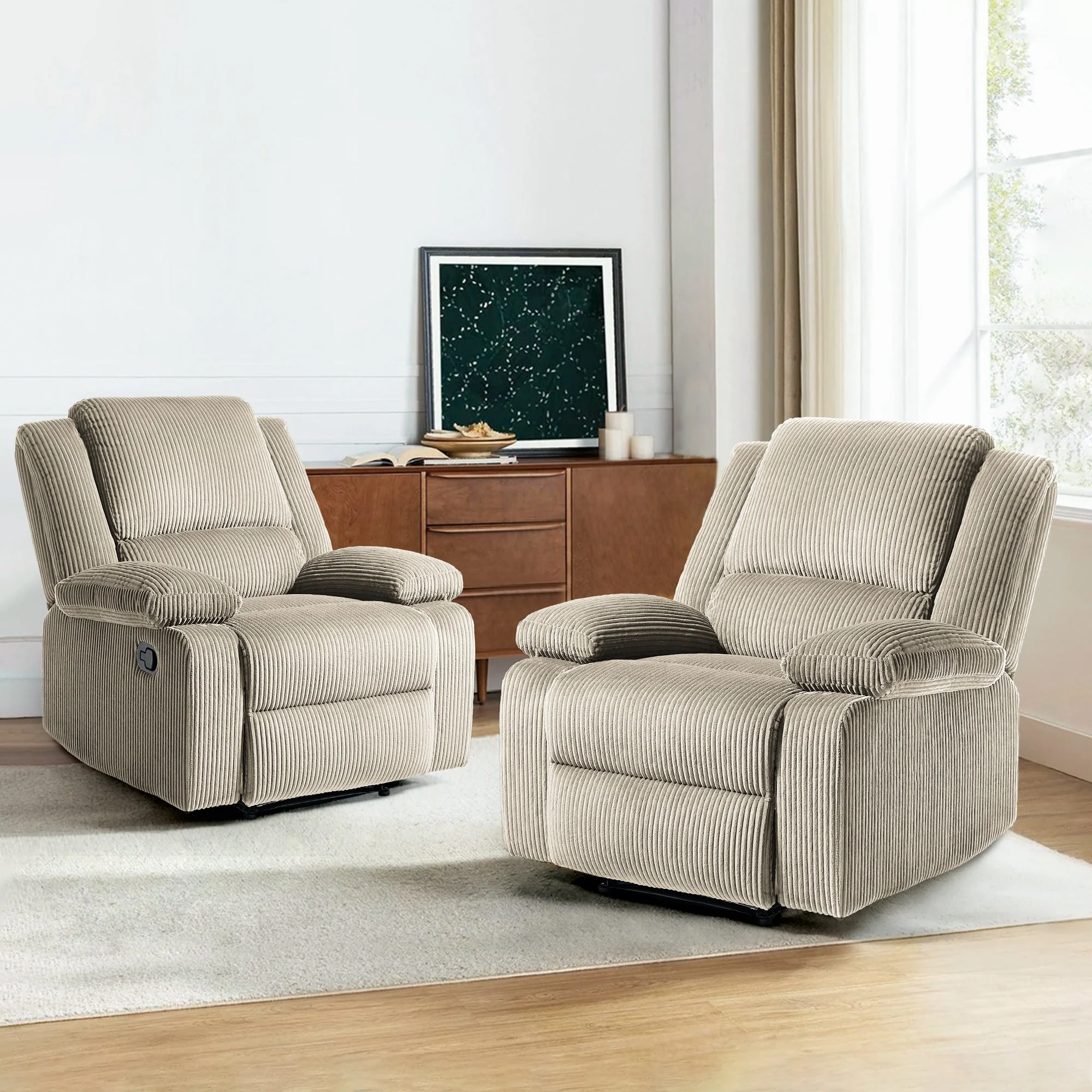 Corduroy Adjustable Recliner Chair Sofa for Living Room
