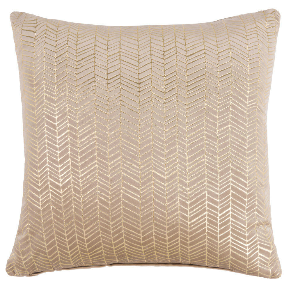 ACACIA - Coussin en tissu beige motifs dorés 45x45