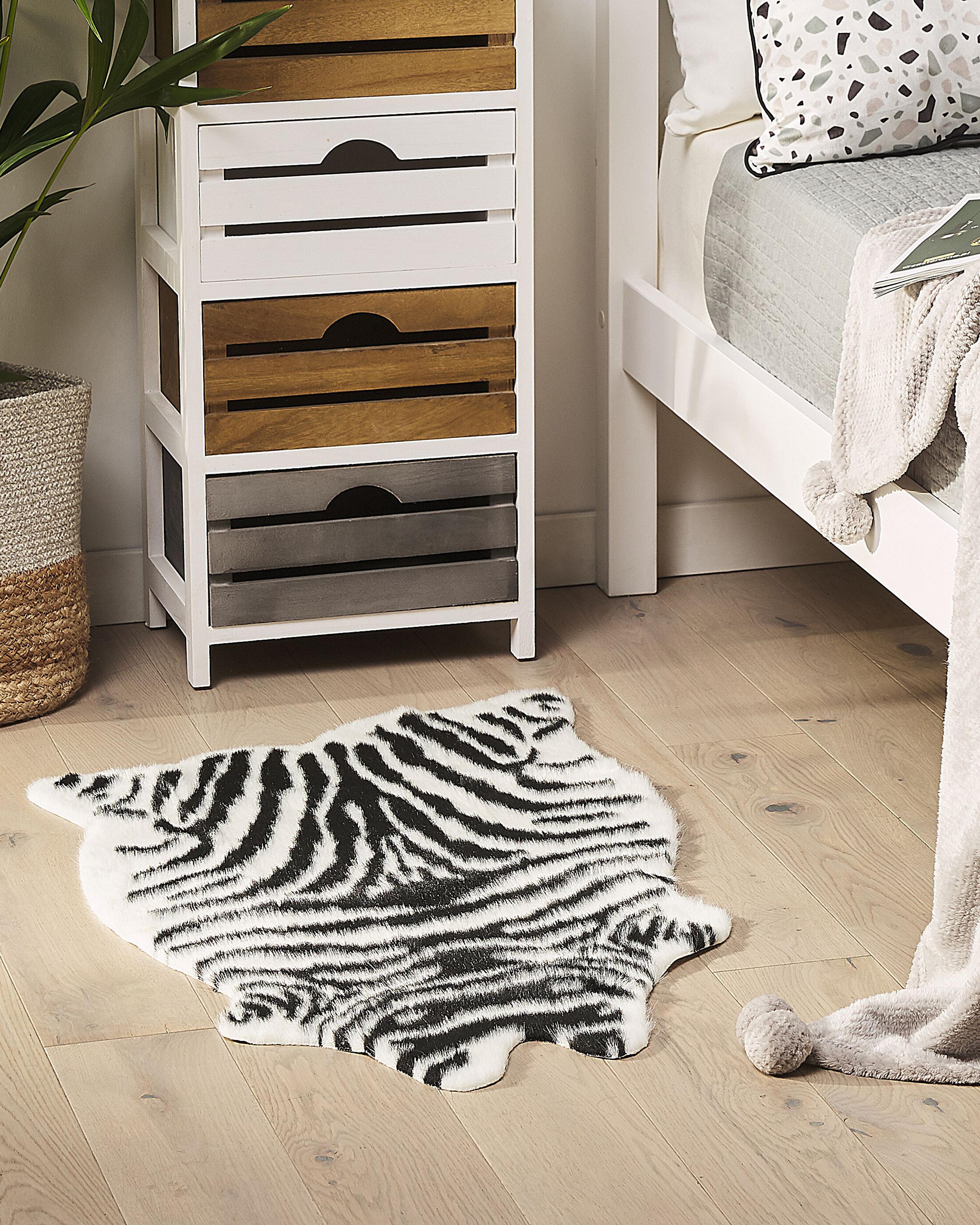 Faux Fur Rug NAMBUNG White Black 60 x 90 cm