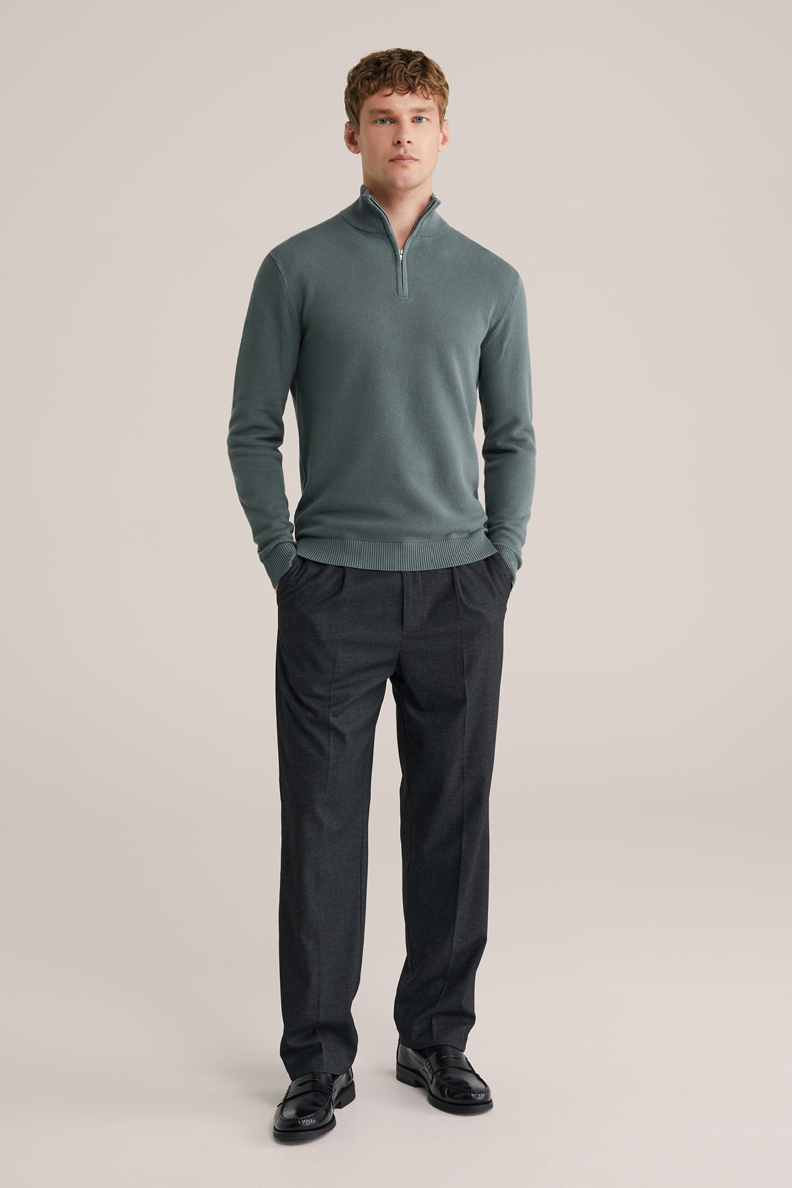 Heren Regular fit trui met quarter-zip