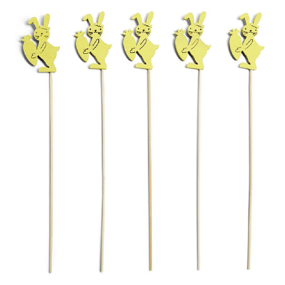 Lot de 5 pics en bois thème Pâques