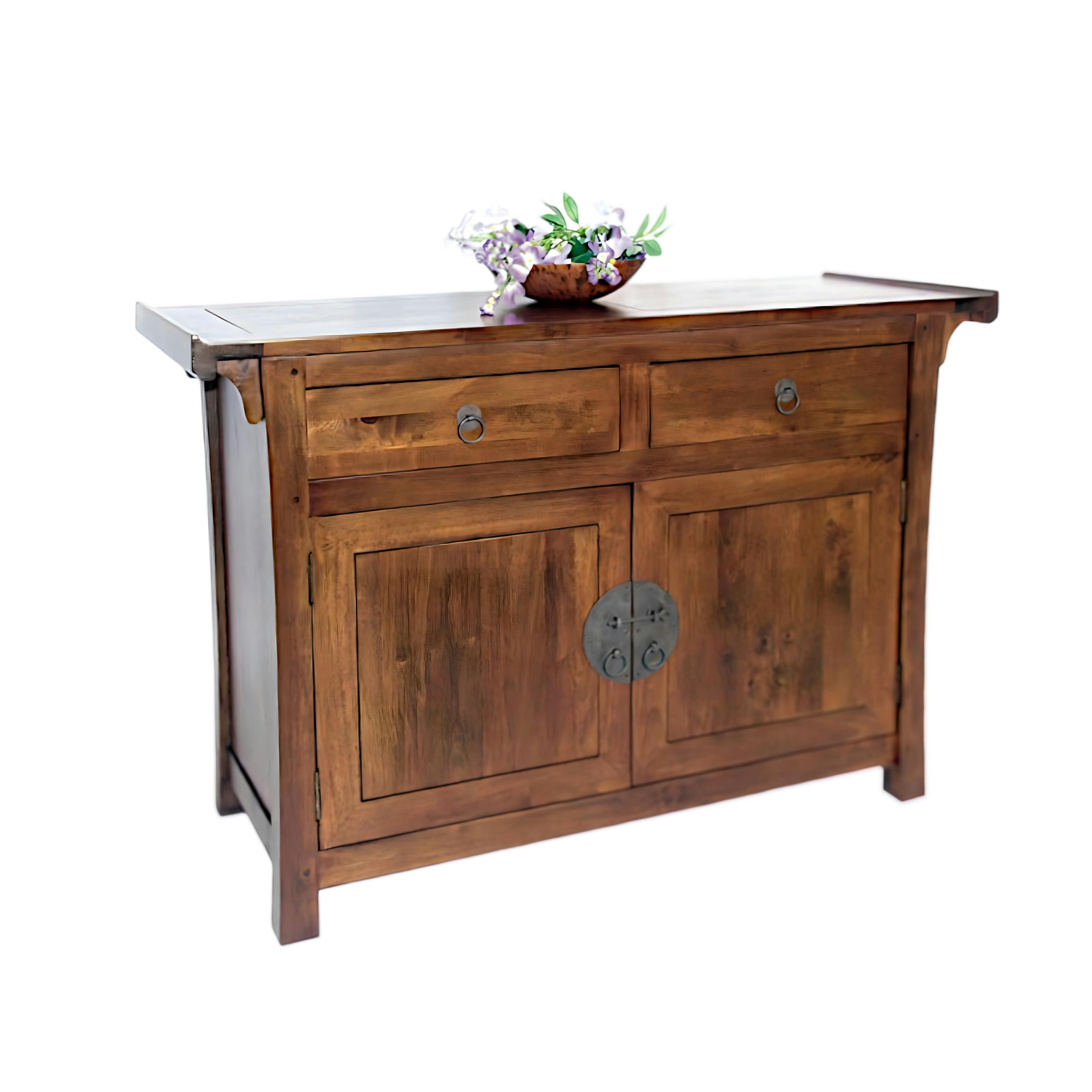 Buffet Chinois Hévéa 2 portes, 2 tiroirs 120x45x81cm MAORI
