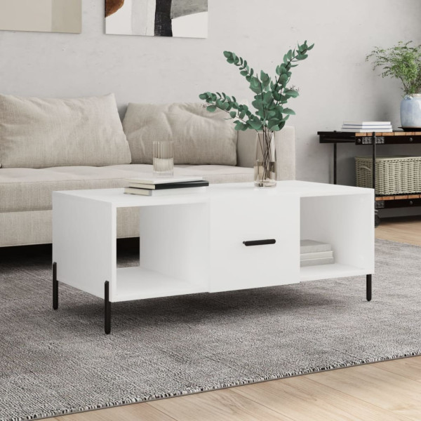 Stolik Kawowy Ława Stół Biały 102x50x40 Drzwiczki Do Salonu Do Pokoju