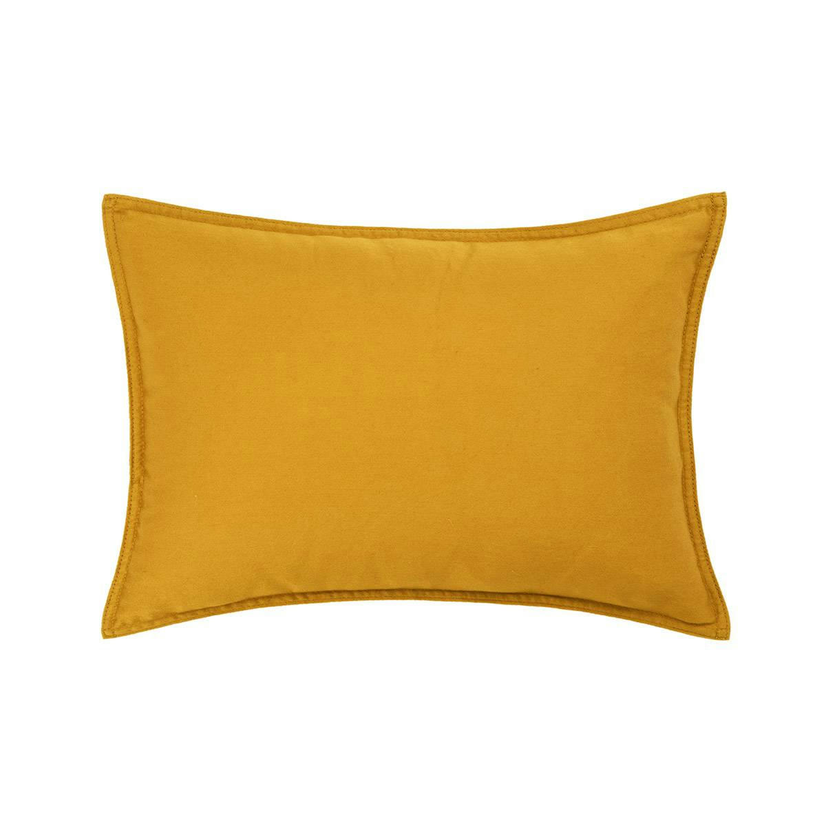 PALERME - Taie d'oreiller en satin de coton lavé jaune 30 x 40 cm