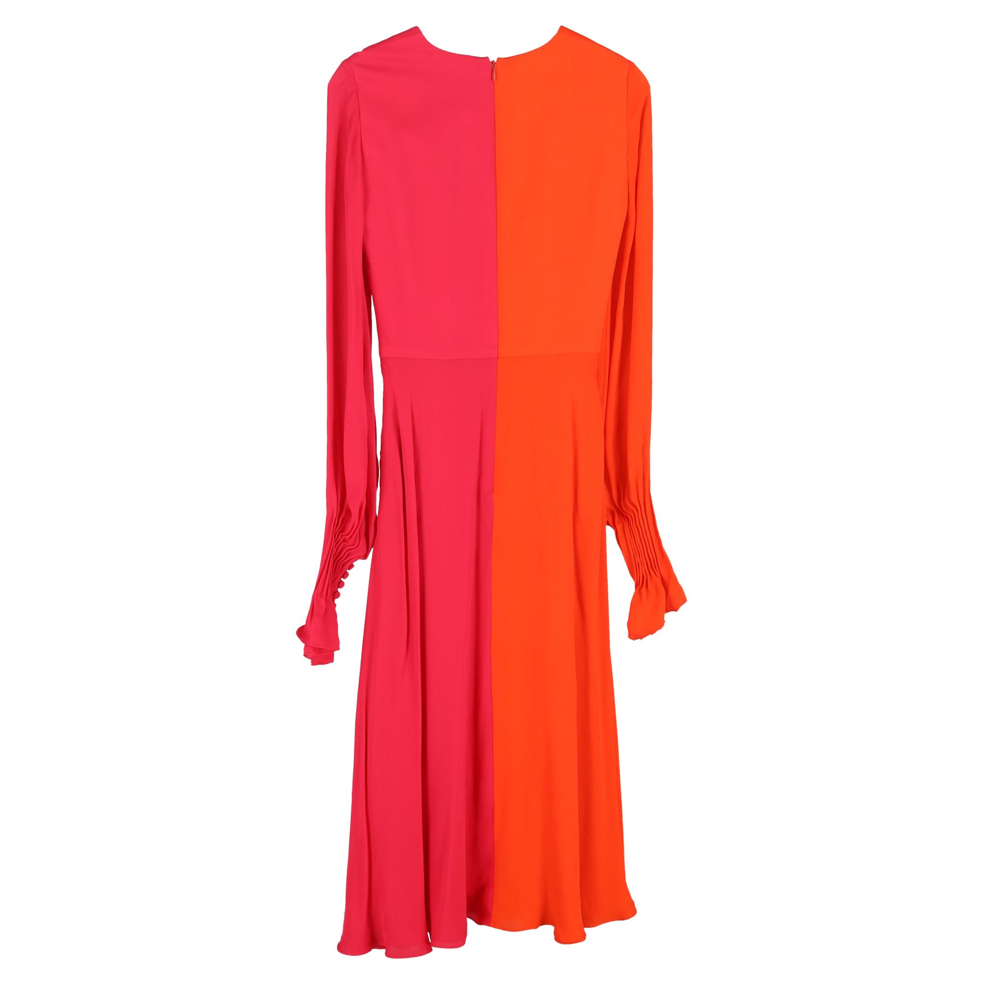 Carolina Herrera Preloved Bicolor Midi Dress Multicolor Silk