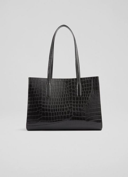 Olivia Black Croc Effect Oloid Tote Bag
