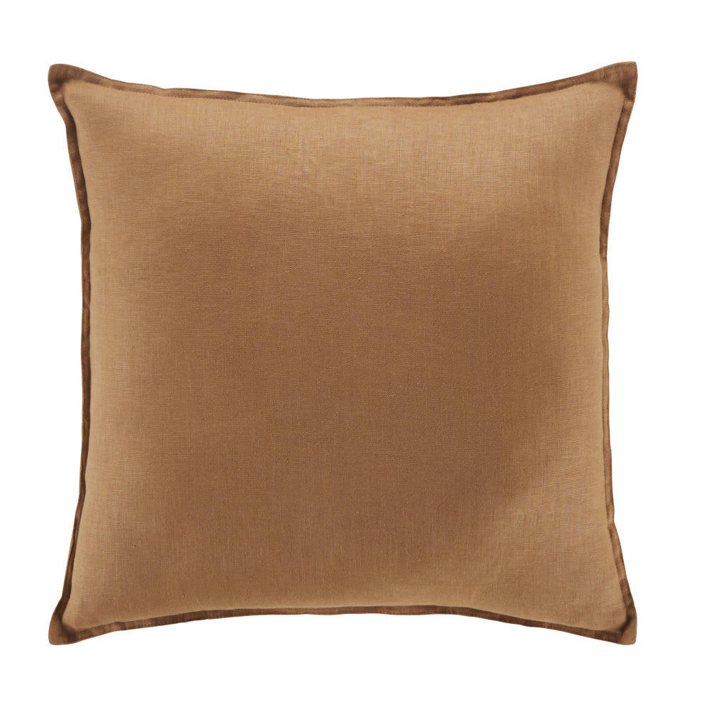 - Coussin en lin lavé moka 45x45
