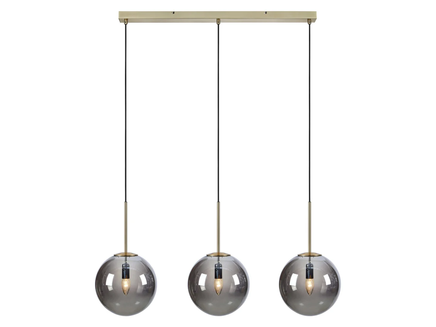 Lampa wisząca Dione 3-punktowa szklana czarno-złota