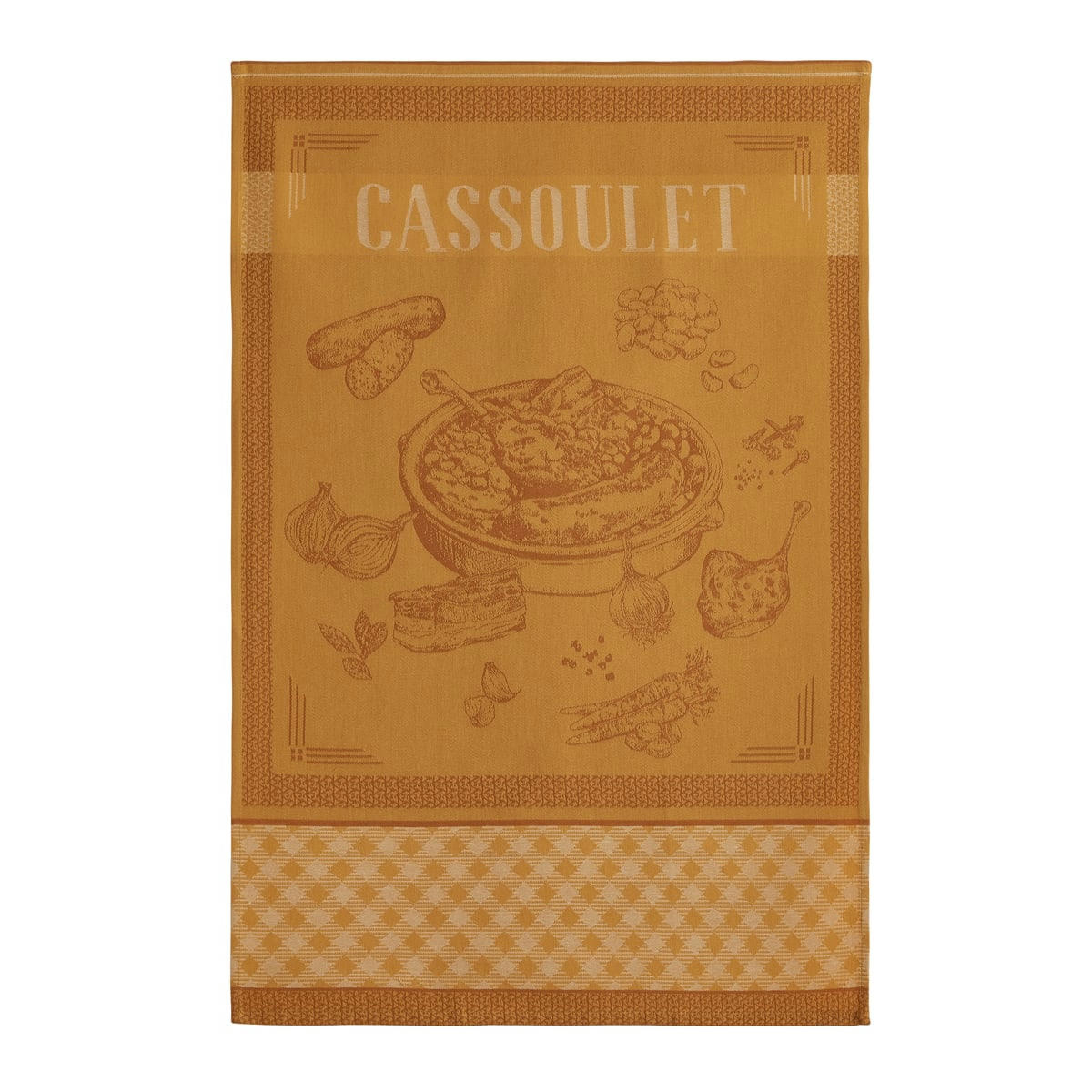 CASSOULET - Torchon en coton jaune 50x75