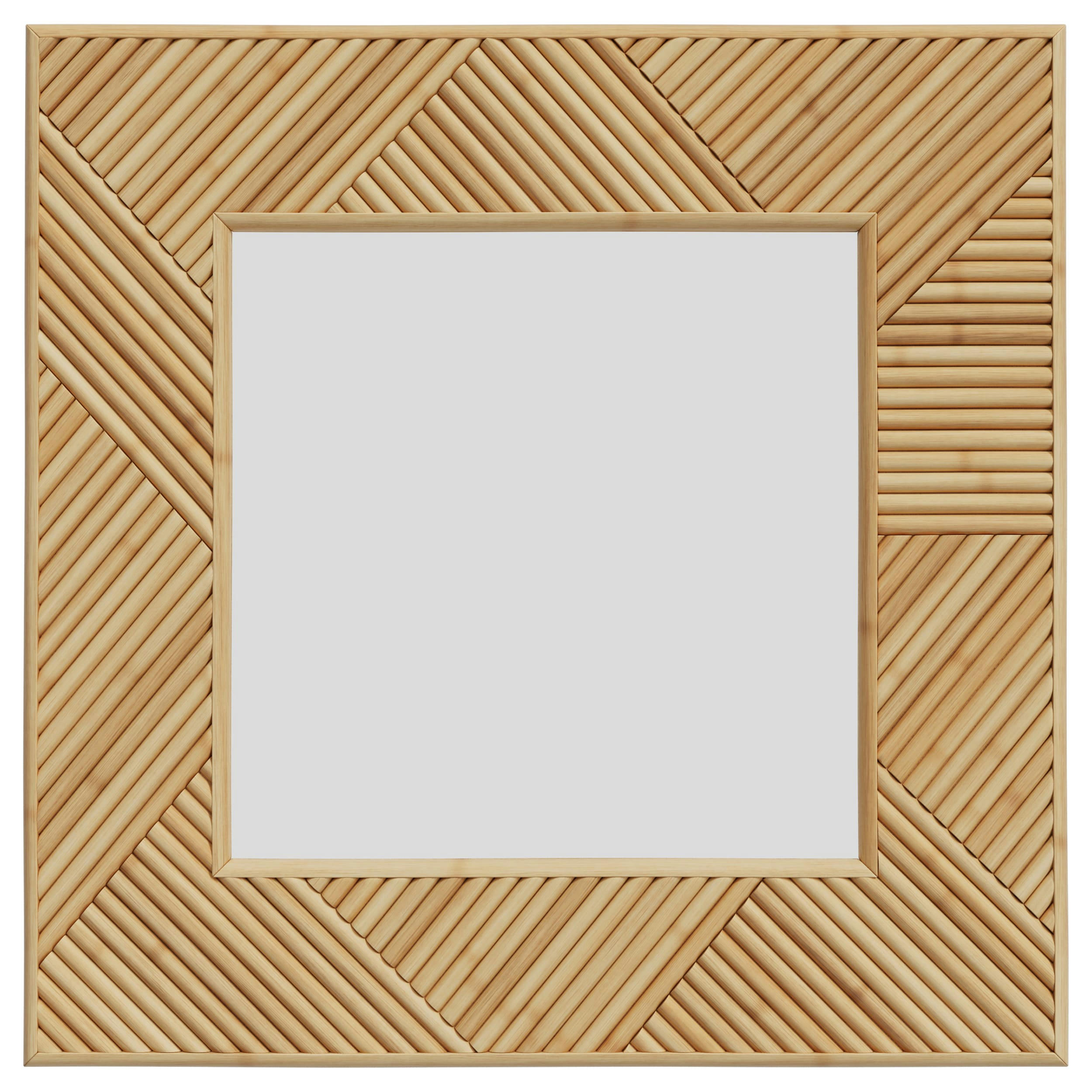 LAPTA - Miroir carré en rotin 40x40 cm