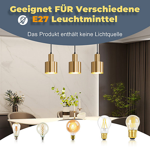 NETTLIFE suspension table à manger lampe suspendue vintage salle à manger 3 flammes à manger or design moderne métal E27