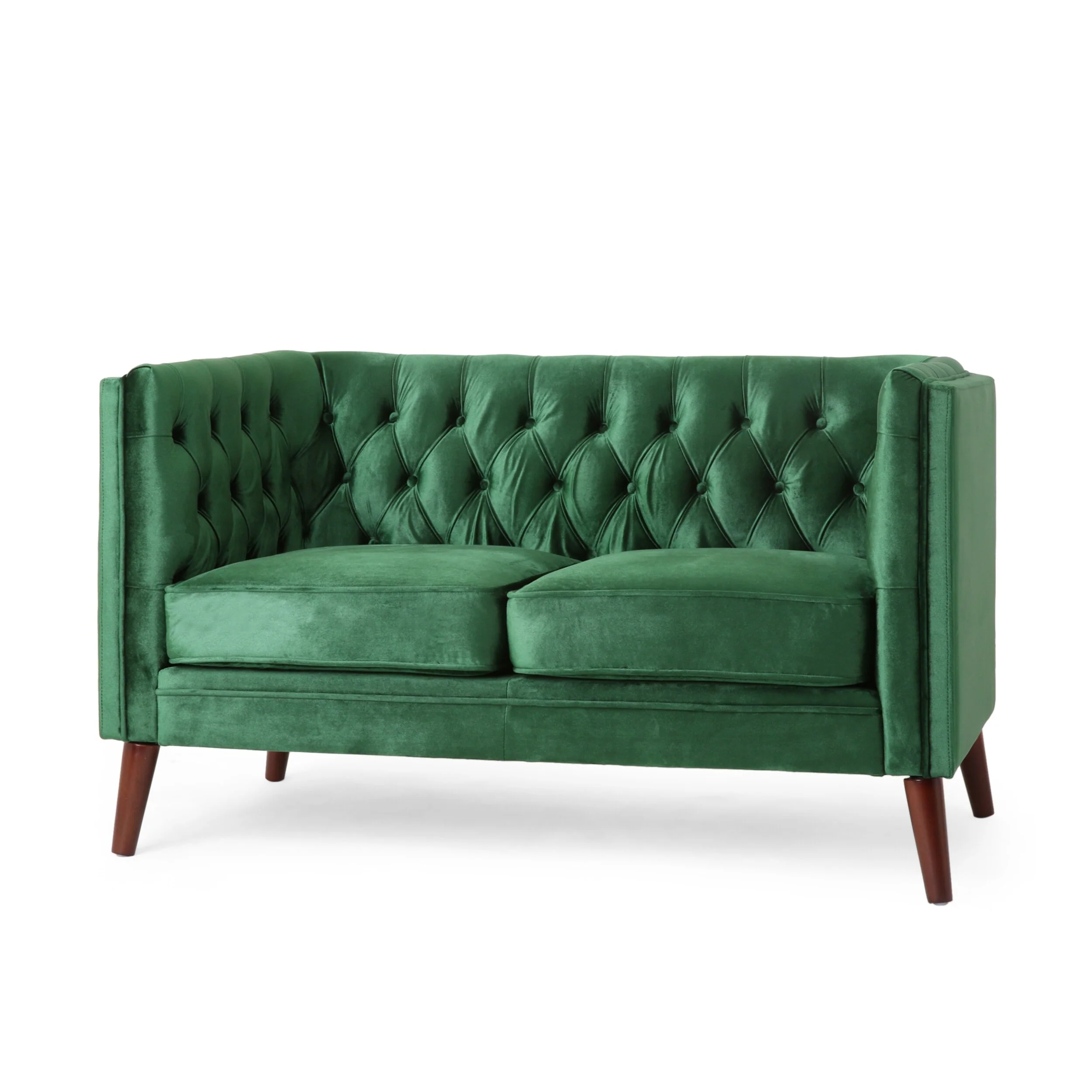 Emerald Modern 53.5 Loveseat Button Tufted Sofa with Wood Legs for Living Room