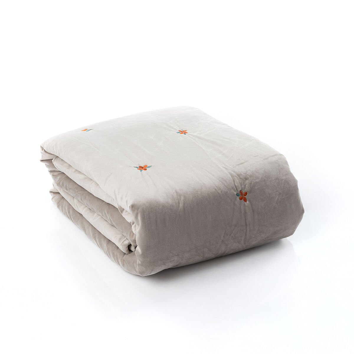 Edredão AUTOMNE bordado veludo bege 220x240cm