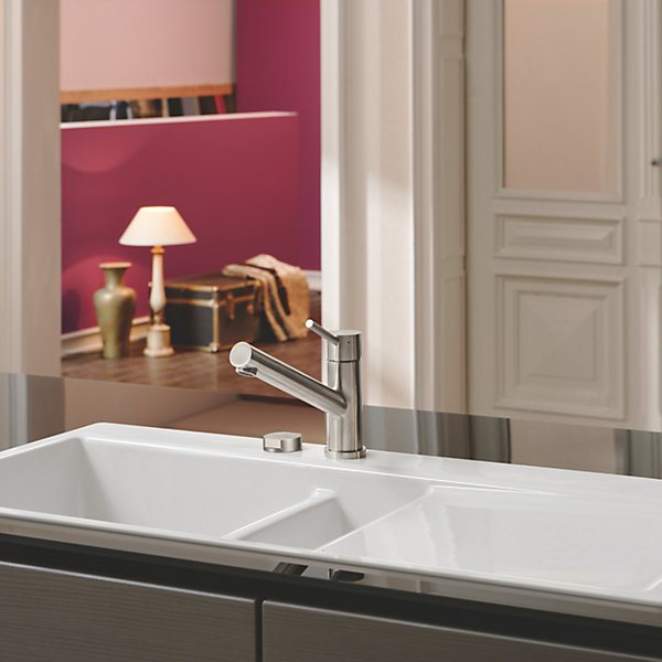 Evier céramique blanc Villeroy &Boch SUBWAY PURE 1 bac et demi - égouttoir droite