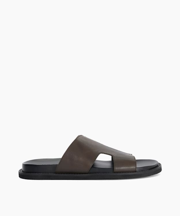 Ishaa Brown - Leather Slip On Sandals