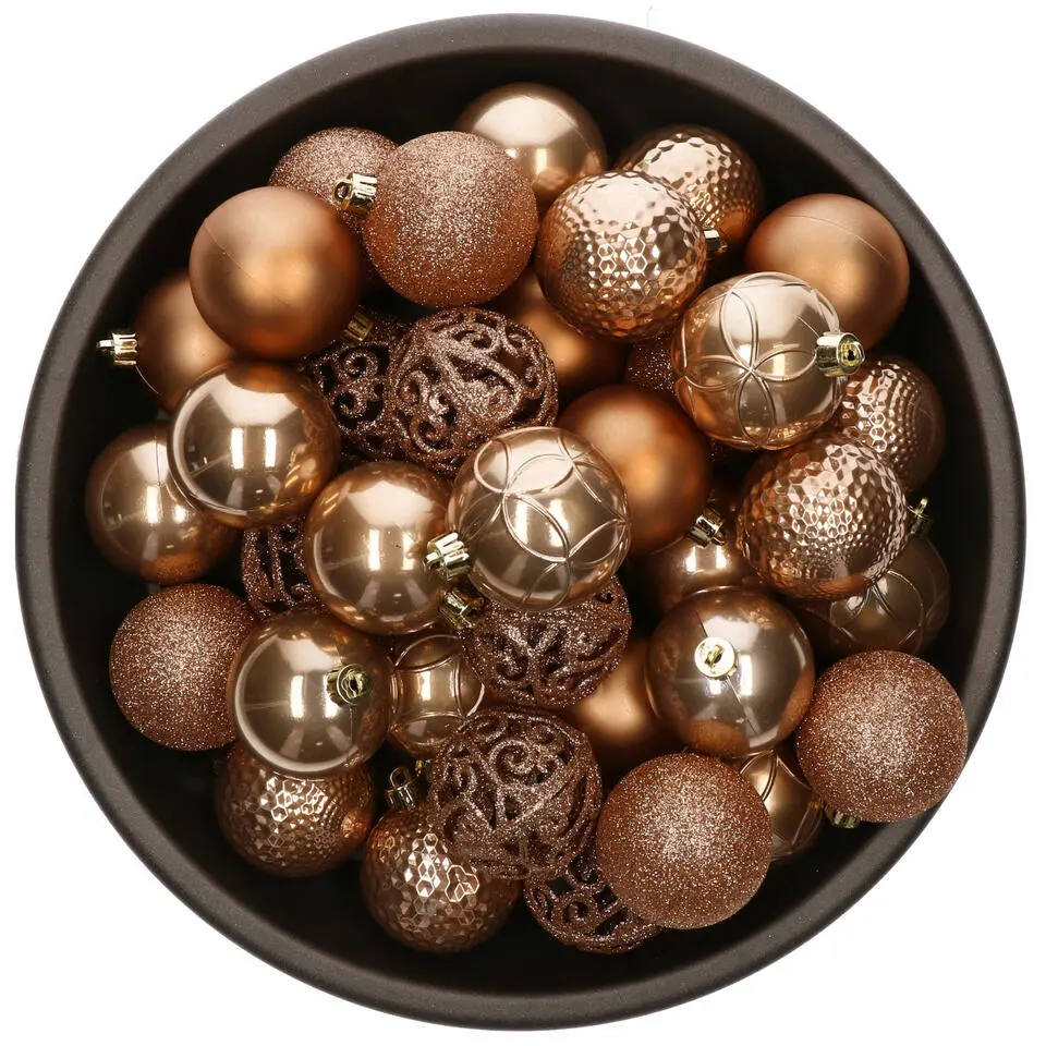Bellatio Decorations Kerstballen - 37x st - camel bruin - 6 cm