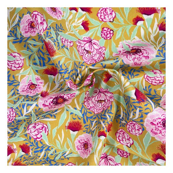 Artisan Flower Market Peonies Cotton Fabric by the Metre