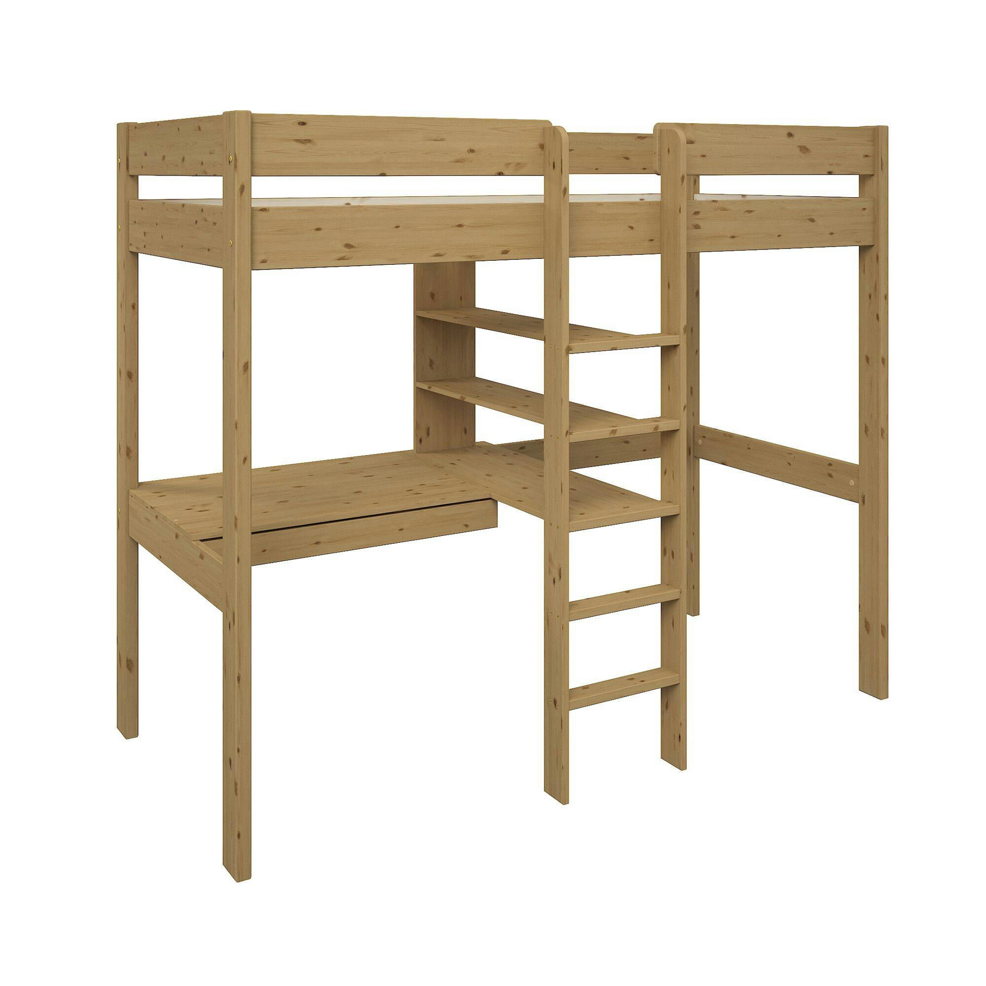 TIM - Lit mezzanine en bois avec son fauteuil 90 x 190 cm miel