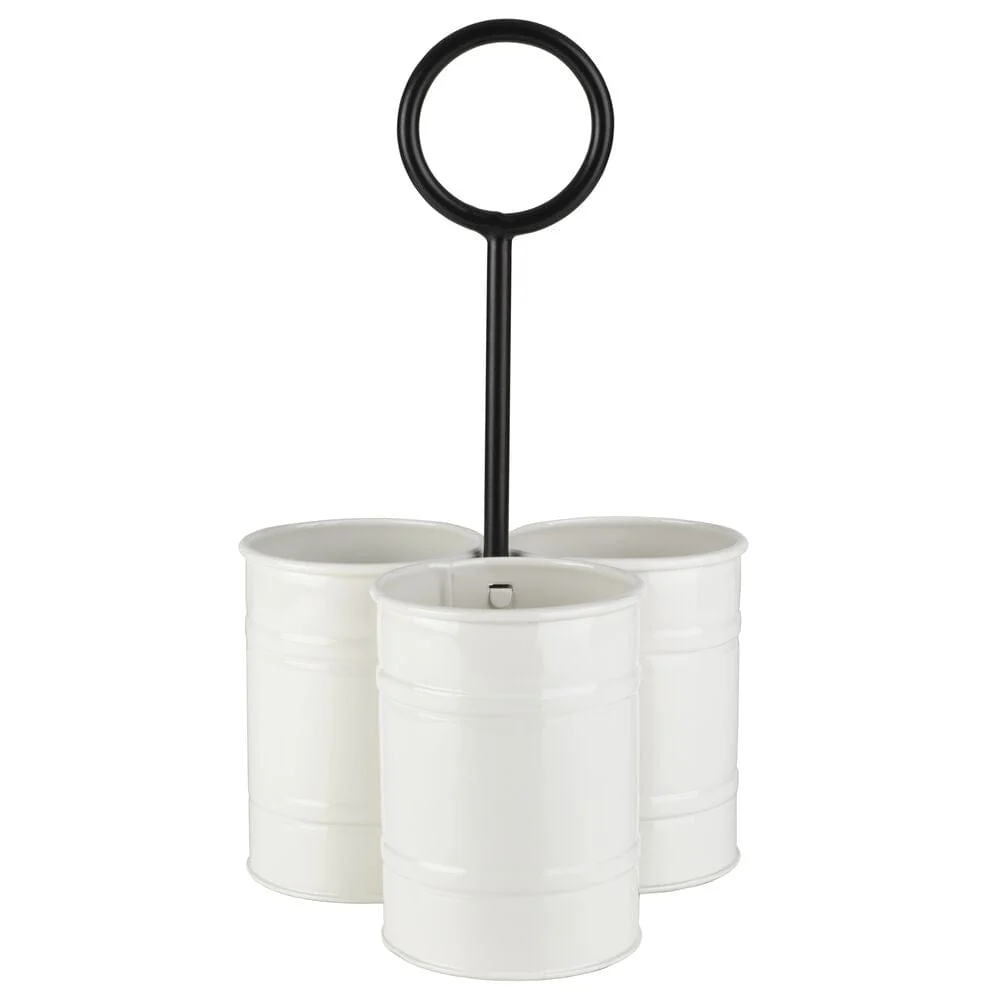 White Flatware Metal Storage Caddy
