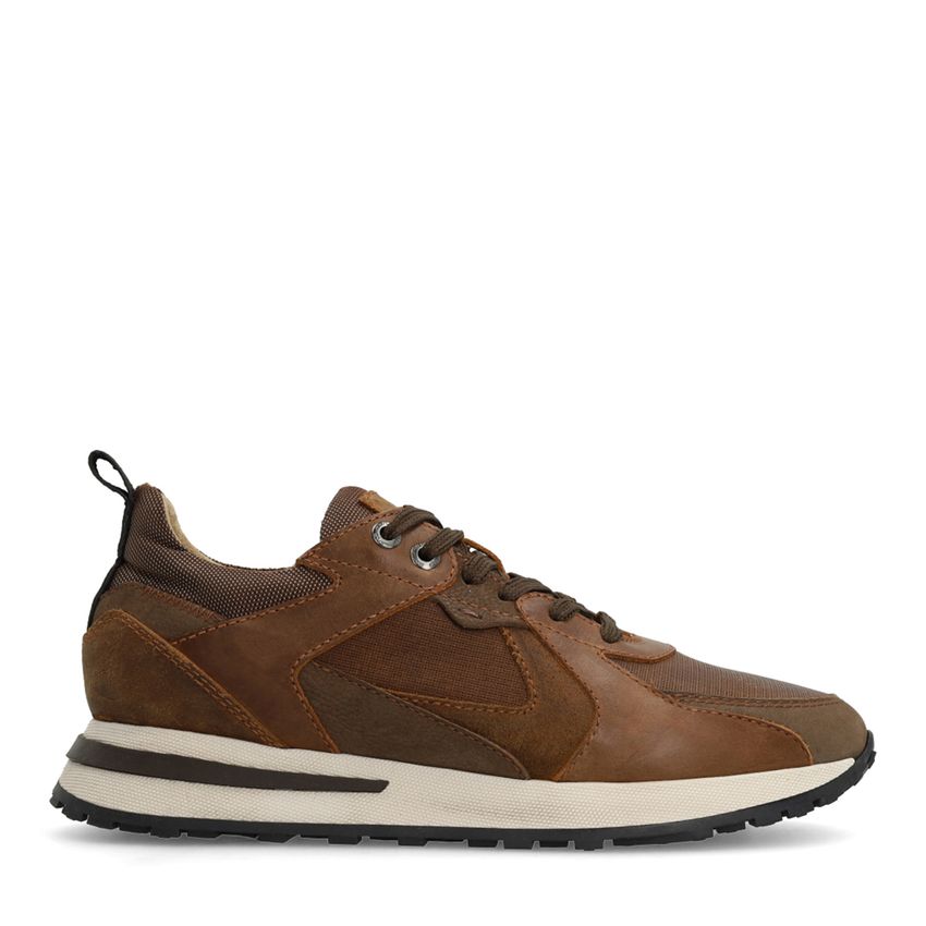 Manfield Cognac leren sneakers