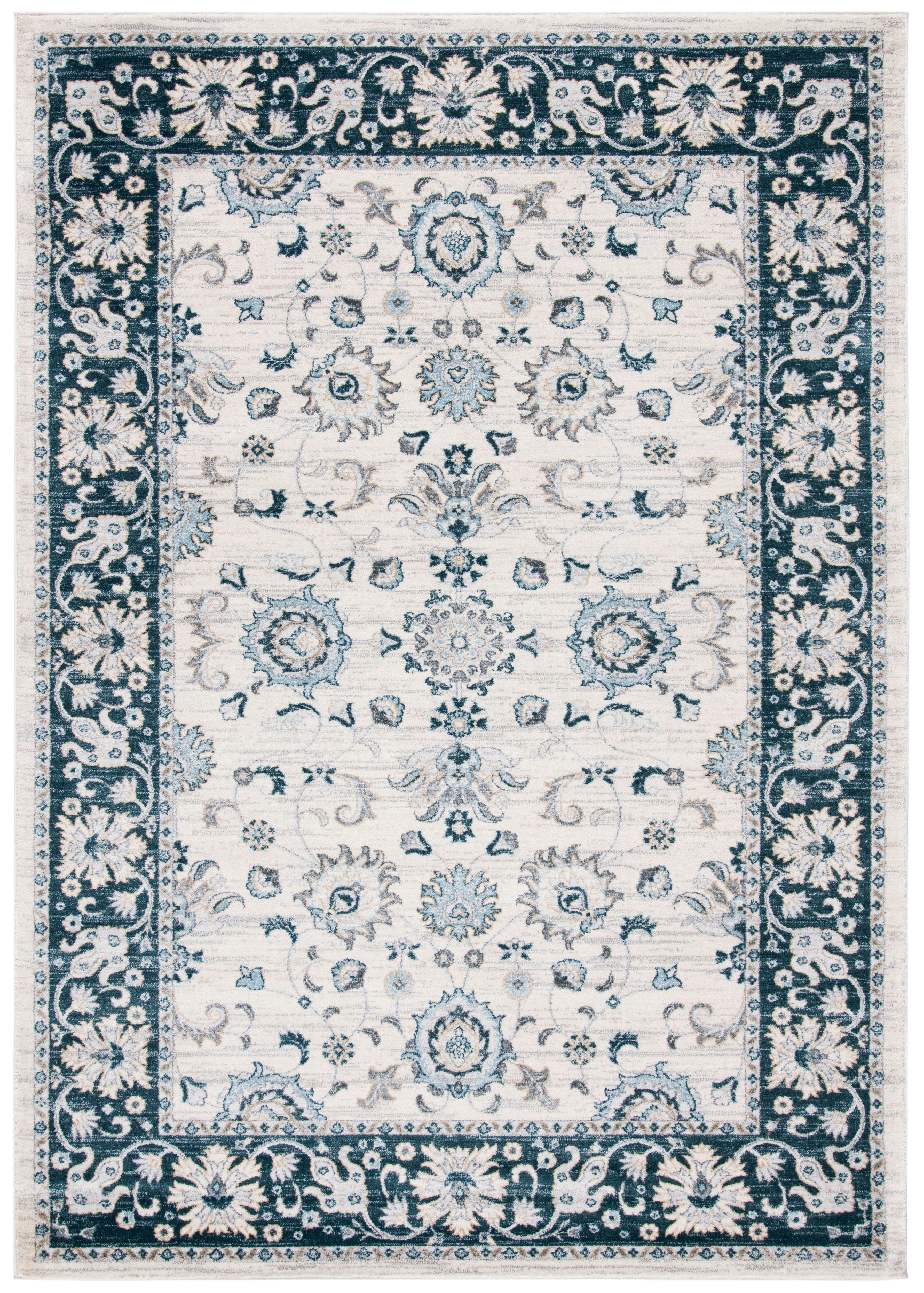 ISABELLA - Tapis de salon interieur en crème & bleu marine, 160 x 229 cm
