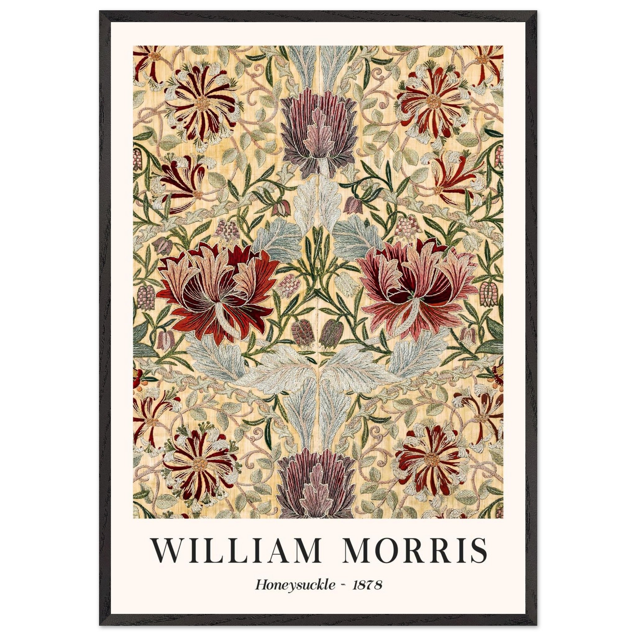 Artfulprints Poster met Lijst William Morris - Honeysuckle III 1886  - 70x100 cm - Meerkleurig