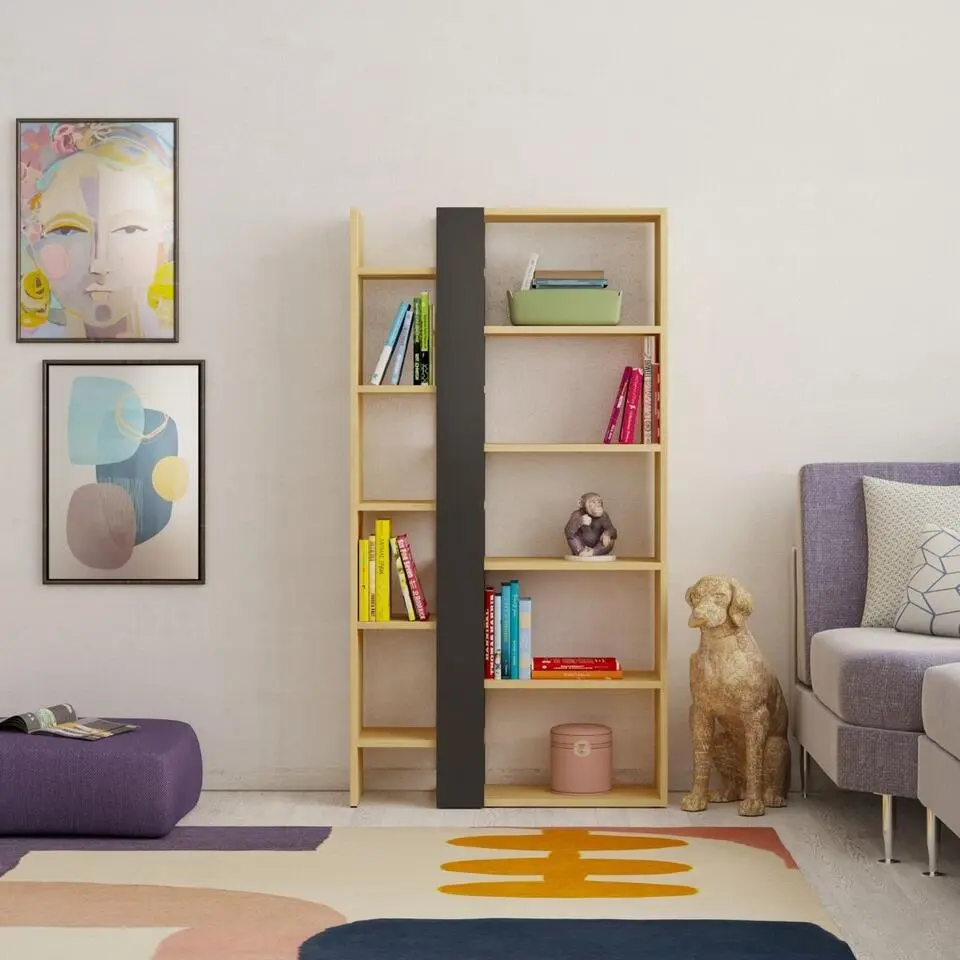 CALICOSY - AXEL Boekenkast - Licht eiken - 29,5x80x152 cm