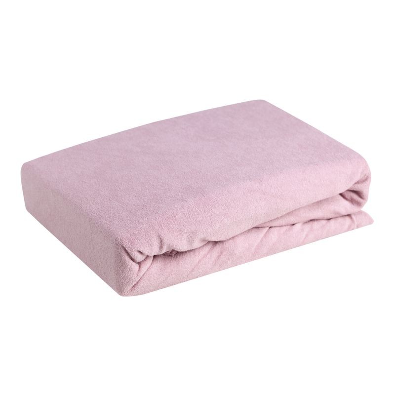 Prześcieradło frotte z gumką 160x200 różowe na materac 20 cm