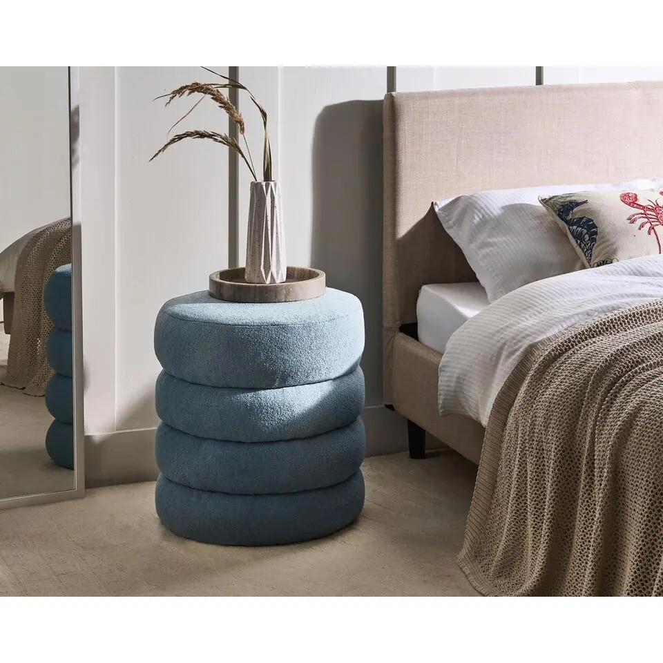 SUMPTER - Poef - Blauw - Boucl&eacute;