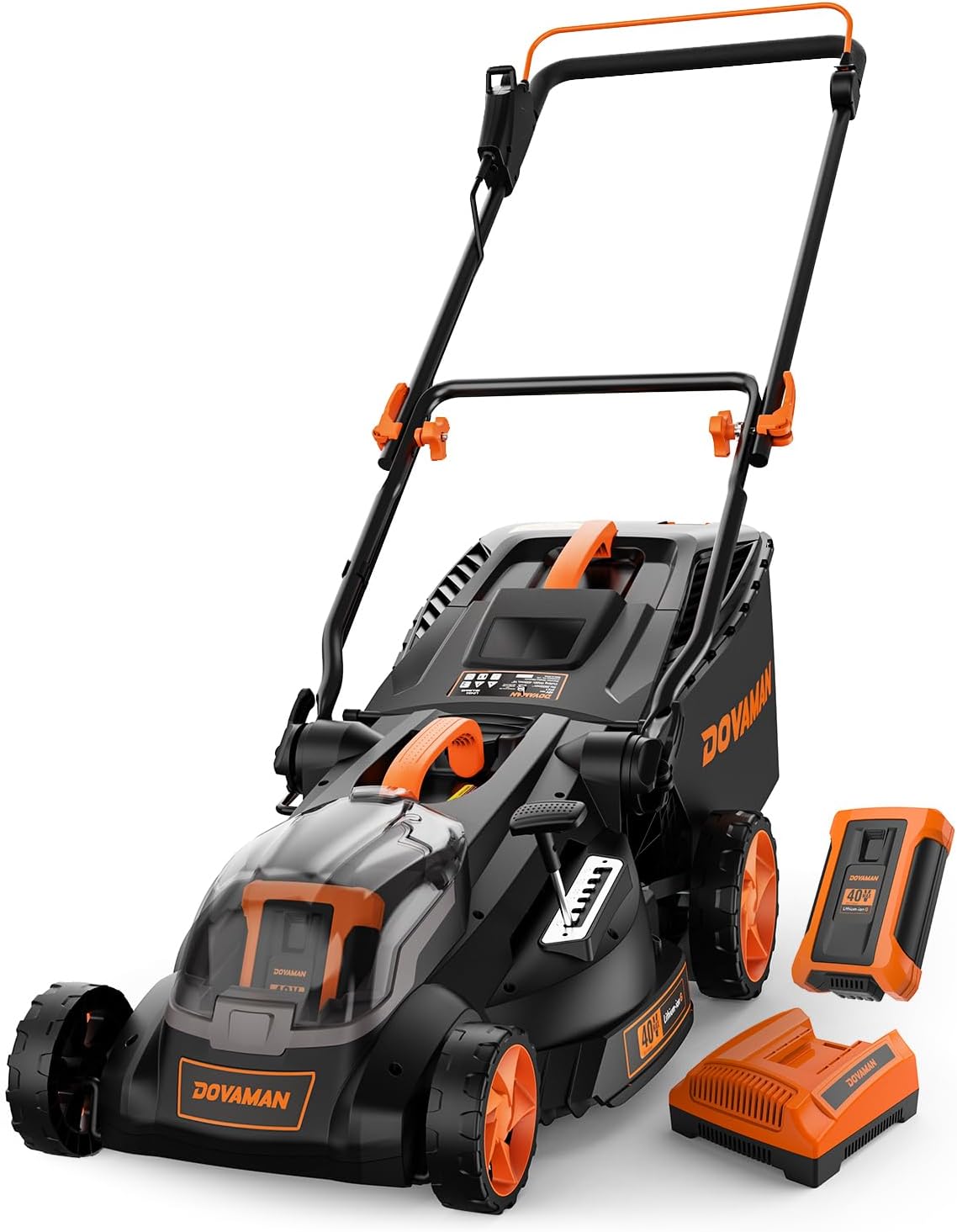 DOVAMAN LD40A 19 Cutting Deck Brushless Lawn Mower, 40V Powerful Cordless Lawn Mower, Effortless Single-Lever Height Adjustment, 3-Step Foldable Handle & Vertical Storage, 2-in-1 Mulching & Bagging