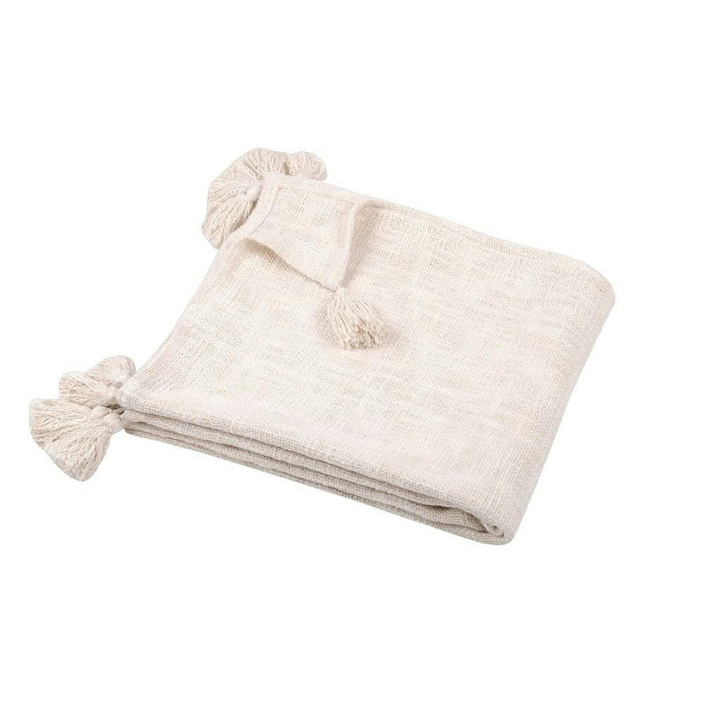 SANCHEZ - Jeté de lit écru coton 240x220cm