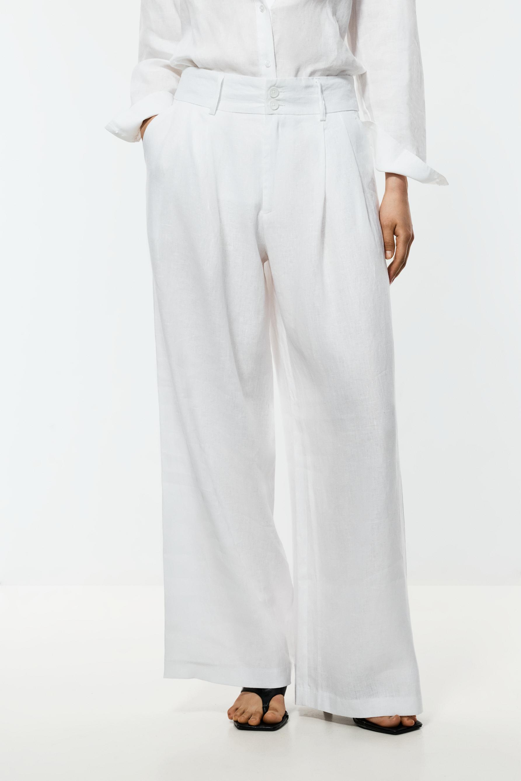 Pantalón wide leg 100% lino