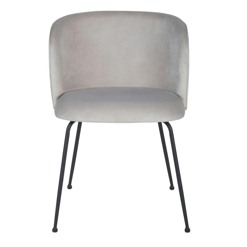 Kate - Chaise en velours grège et métal noir