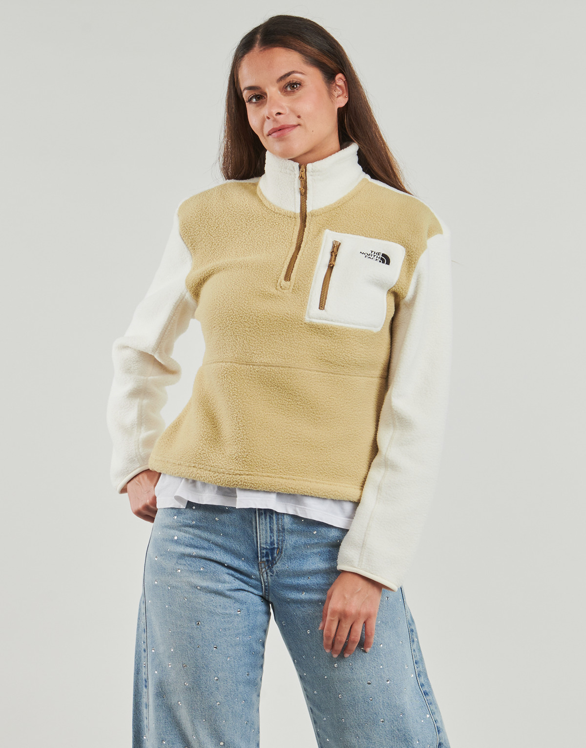 The North Face - W YUMIORI 1/4 ZIP - Beige / White