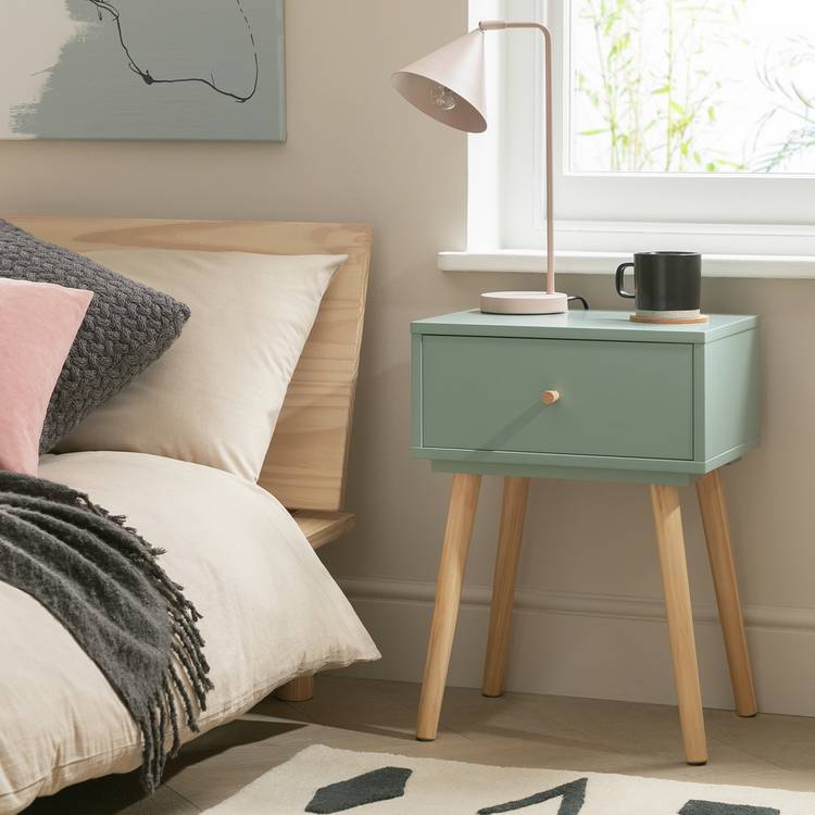 Habitat Otto 1 Drawer Bedside Table - Green