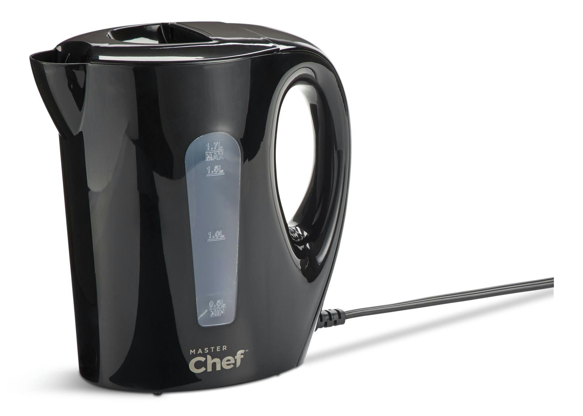 MASTER Chef Corded Electric Kettle w/ Auto Shut Off, Black, 1.7L