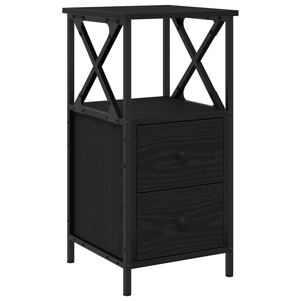Szafka Nocna KomodaCzarna Stolik Półka Nocna Do Sypialni 34 x 35.5 x 70