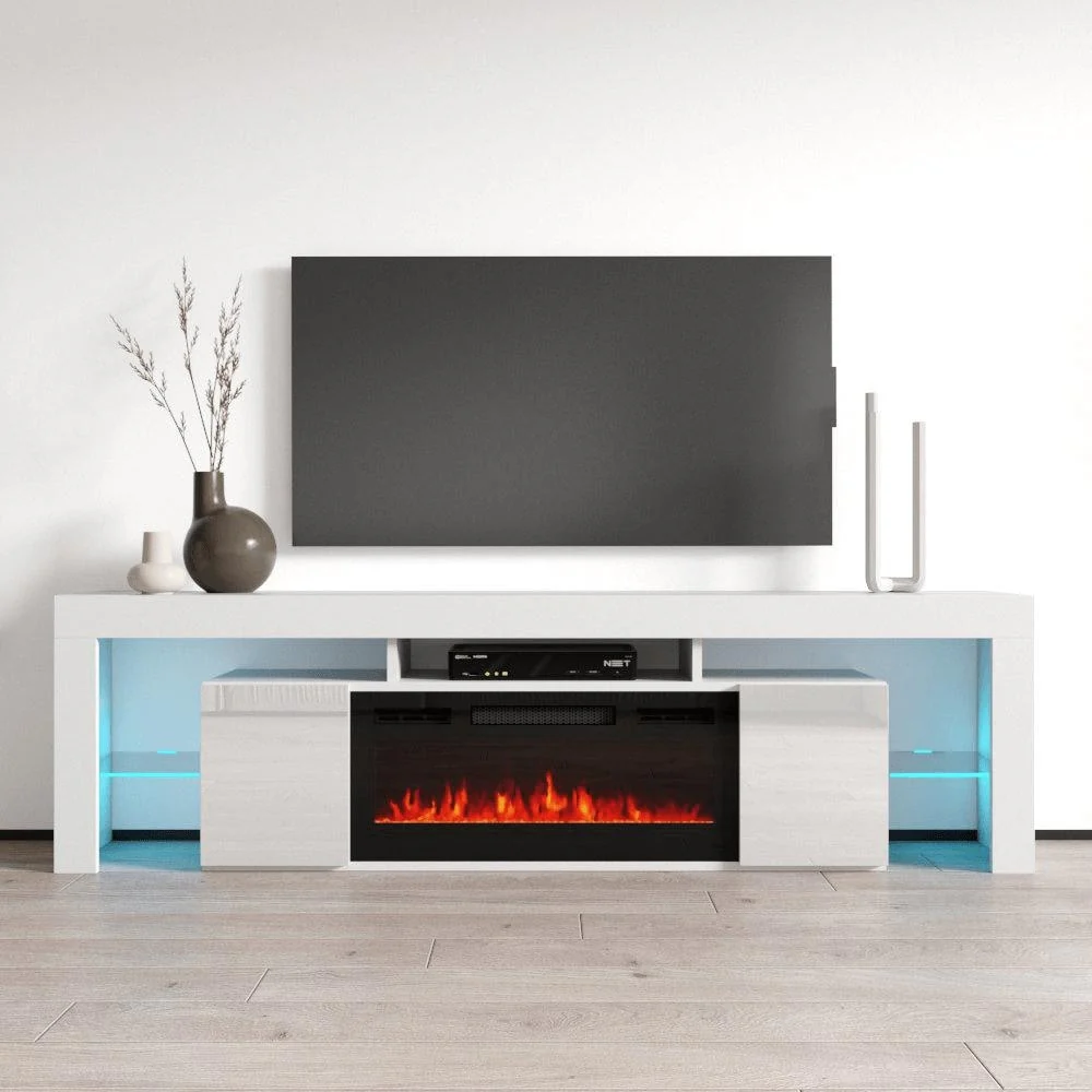 Soleo BL-EF Electric Fireplace 79 TV Stand