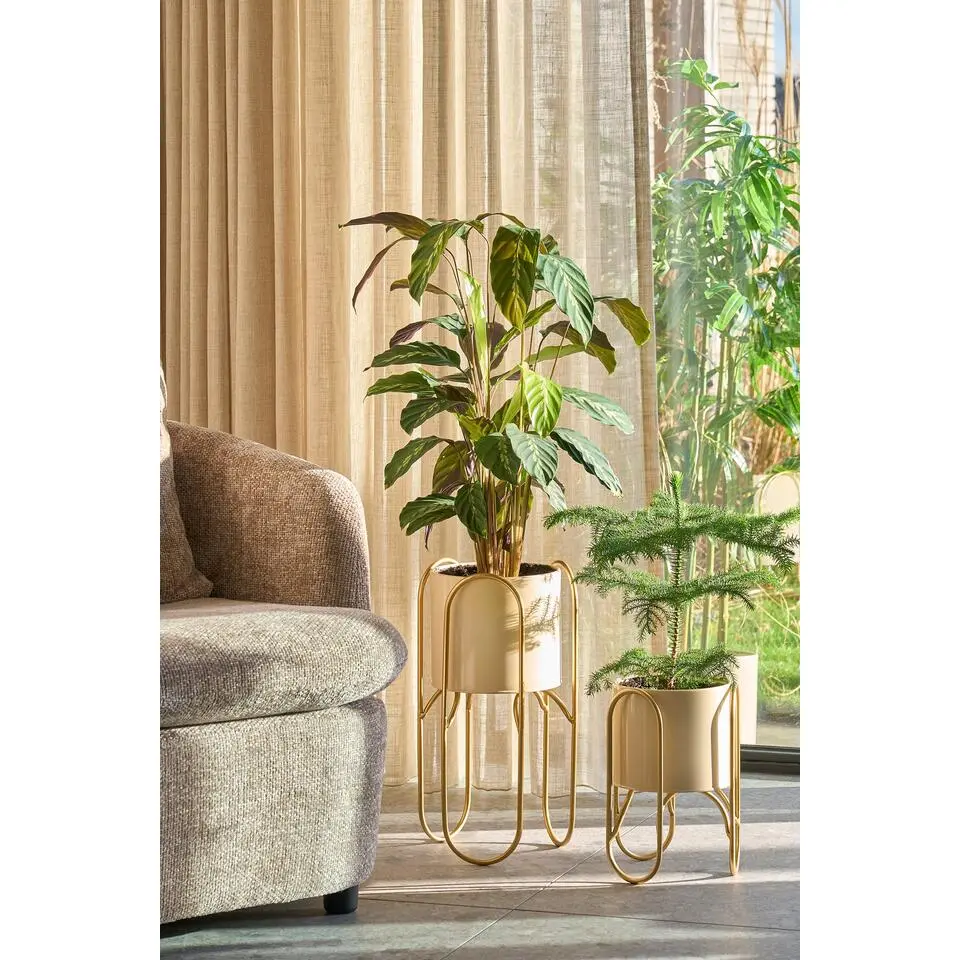 Mica Decorations Donau Bloempot op Standaard - Set van 2 - Metaal