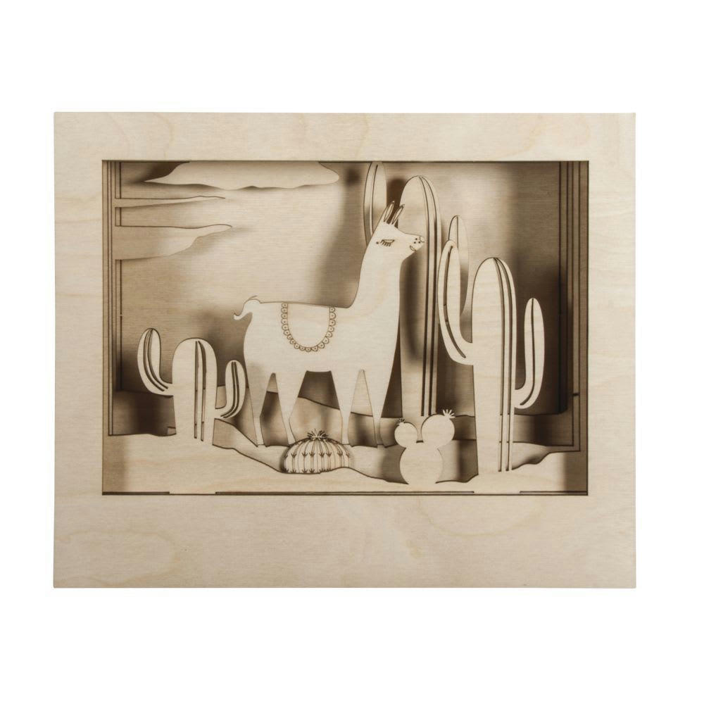 LAMA - Cadre décoratif en bois à motif 3D 24x20x6,9cm