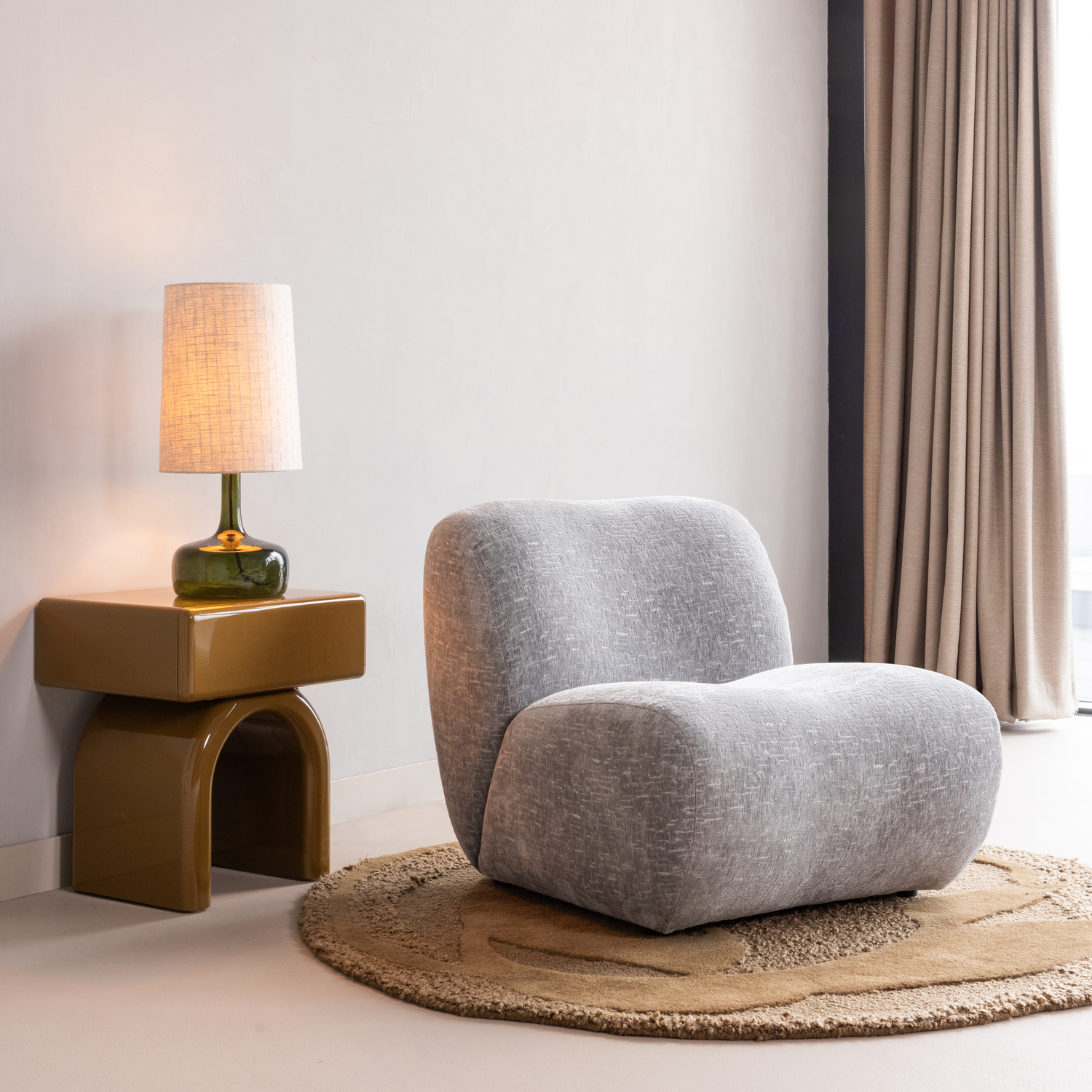 WOOOD Luma Tafellamp Met Kap - Glas - Groen Naturel - 60x27x27