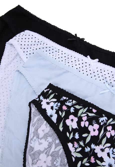 Womens 4pk Blue Floral High Cut Briefs