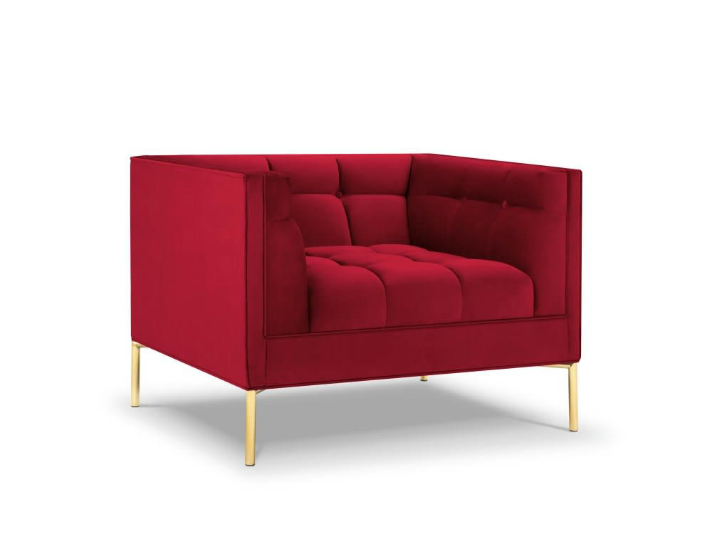 KAROO - Fauteuil velours rouge