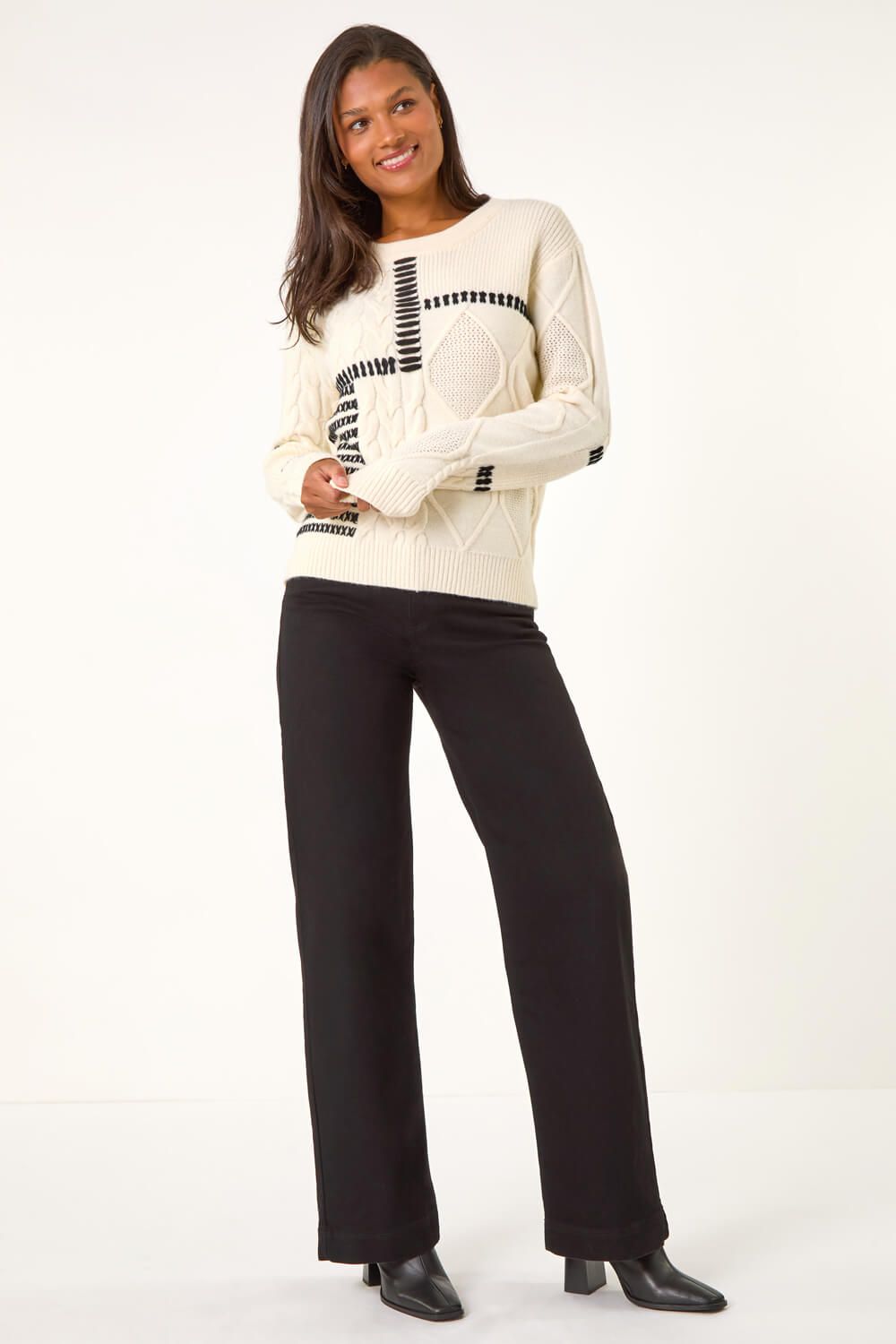 Roman Crew Neck Blanket Cable Knit Jumper