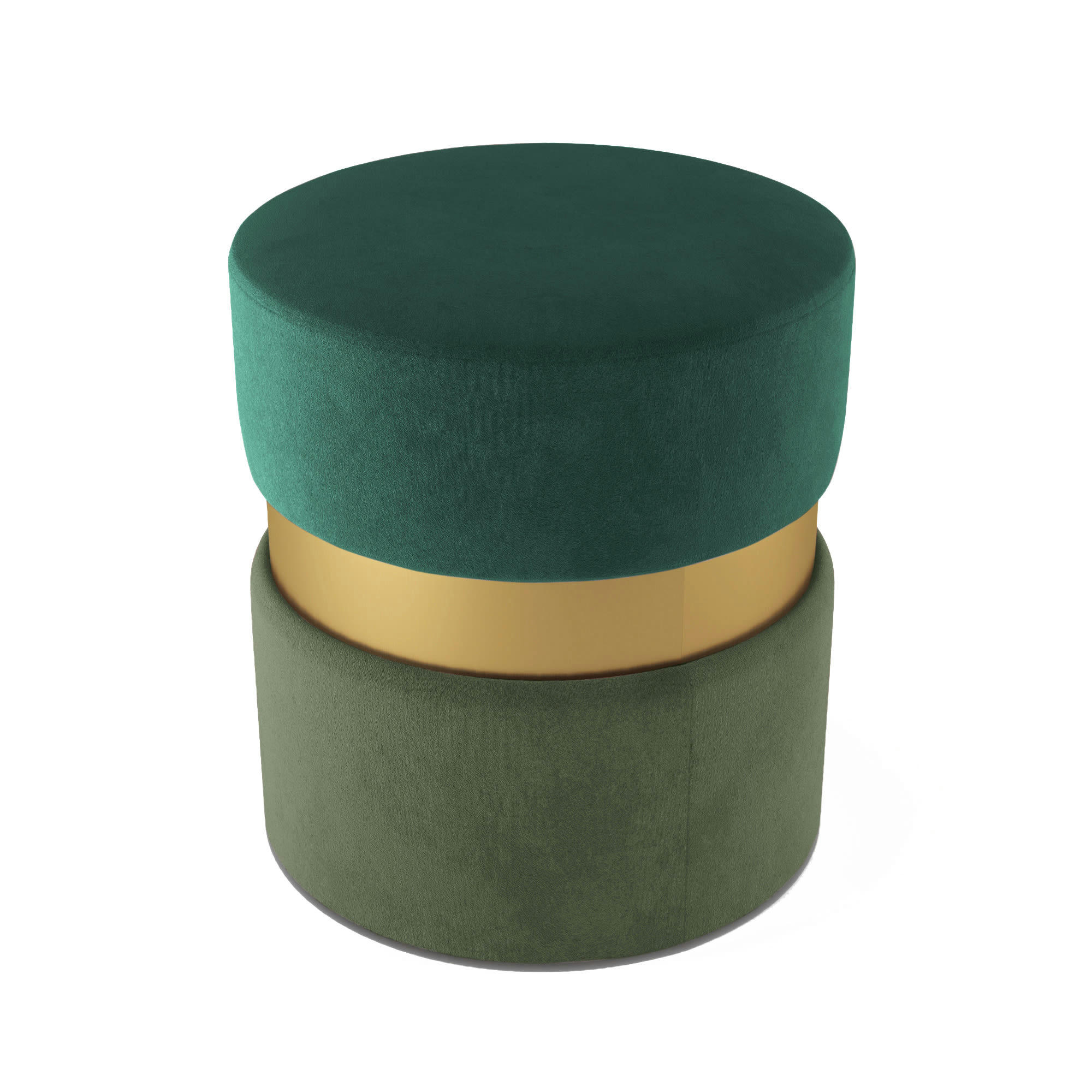 CASSIOPEE - Pouf contemporain, bicolore vert et métal doré