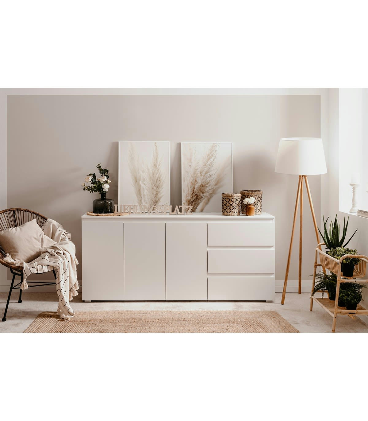 - Buffet 3 portes, 3 tiroirs et 2 étagères - L178,5 cm