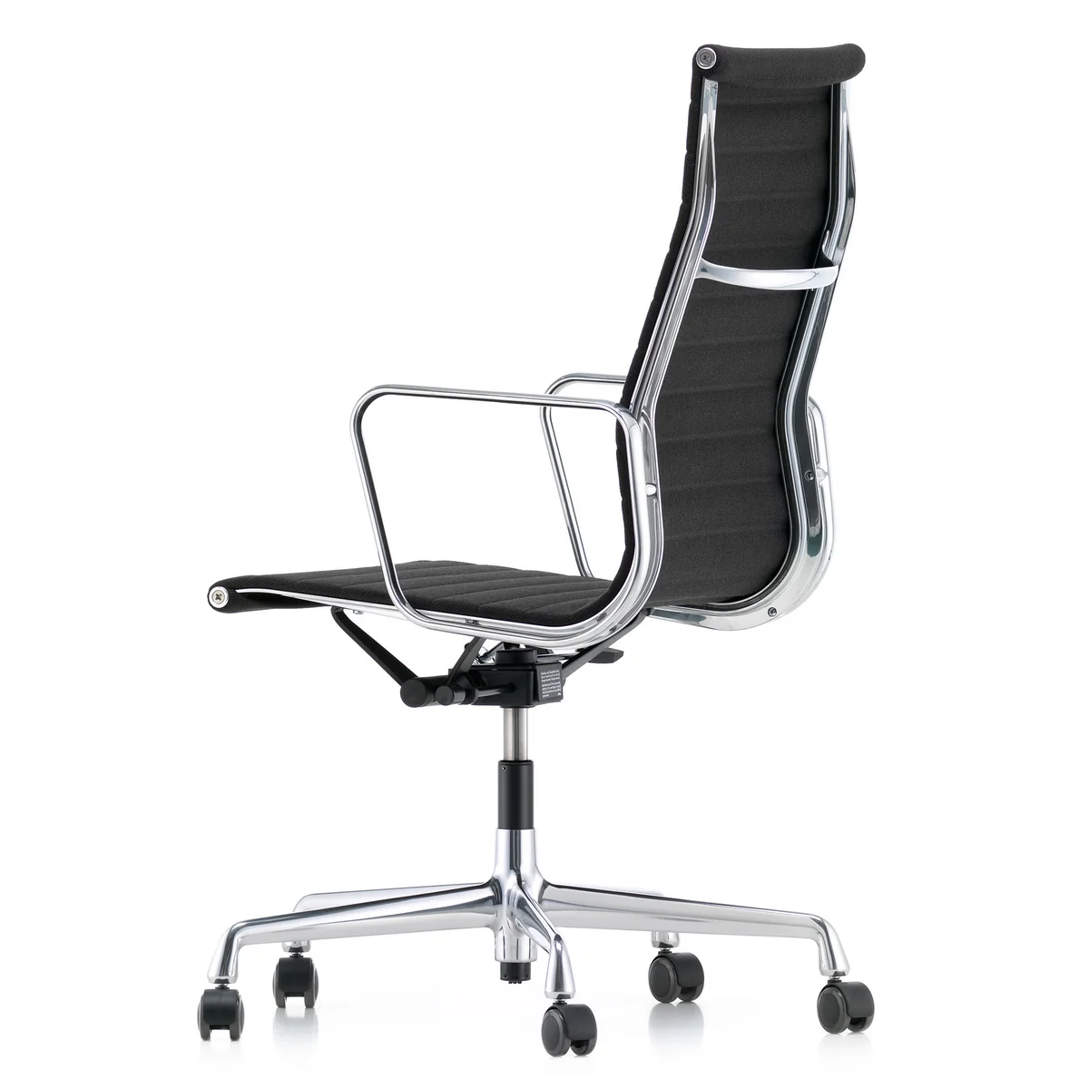 Vitra - EA 119 Bürostuhl Chrom mit Armlehnen, drehbar, Hopsak nero (Hartbodenrollen)