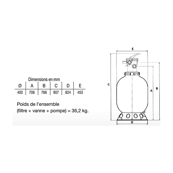 Groupe De Filtration Jetly Pompe Ondina Ok33m 230v - 4 à 7m3/h