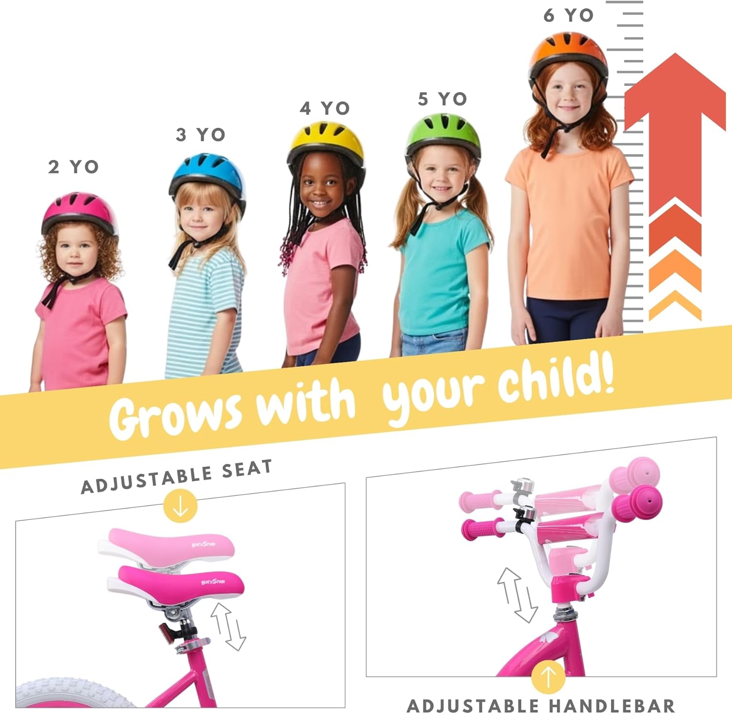 bicystar Girls Bike for Toddlers Ages 2-5 Years, 12 14 16 Inch Princess Kids Bike with Training Wheels, Sparkling Frame, Basket, Streamers, Pink Pedal Bicycle, Birthday Gift