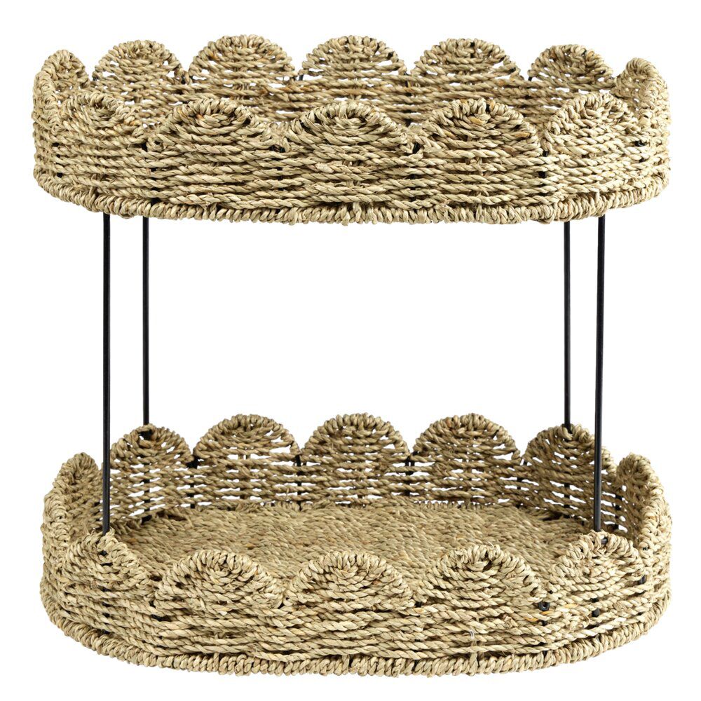étagère de cuisine panier en fibre tressée 2 niveaux 40x26xH33cm